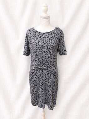 aerie Grey Leopard Knot-Front Midi Dress